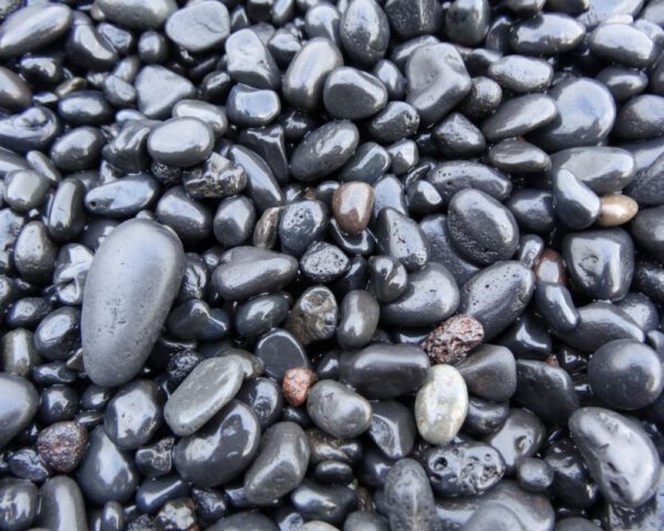 Black pebble beach
