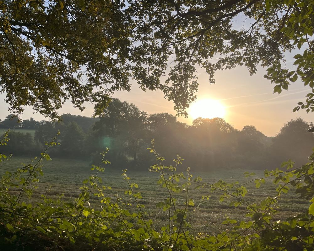 wandelen bij zonsondergang